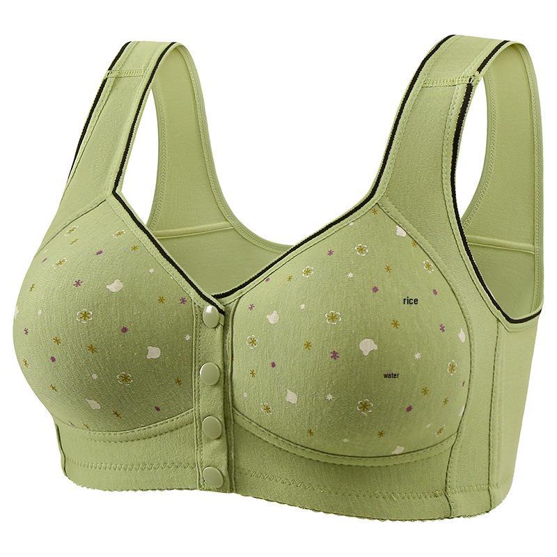 Front Buckle Cotton Bra for Middle-aged & Elderly Women - Breathable, No Underwire, Plus Size