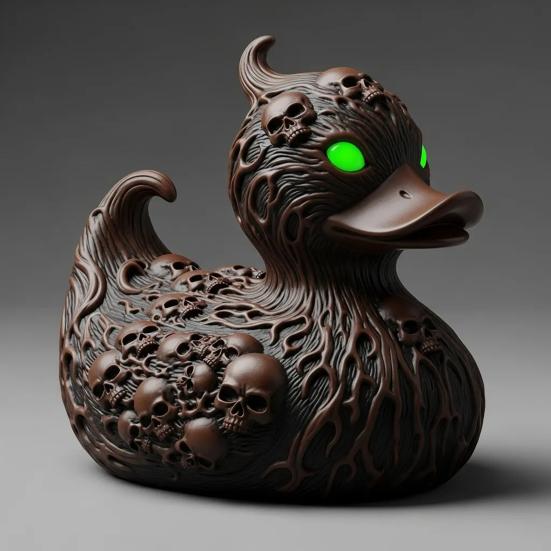Devil Skull Duck Figurine Gothic Punk Halloween Duck Ornament Resin Demon Duck