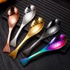304 Stainless Steel Fish-shaped Tea Spoon Golden Thickened Coffee Spoons Dessert Cake Tools Colors Kitchen Table Decoration