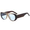  Ins Popular Fashion Pilot Women Sunglasses Retro Tea Blue Shades UV400 Men Trending Wide Legs Sun Glasses