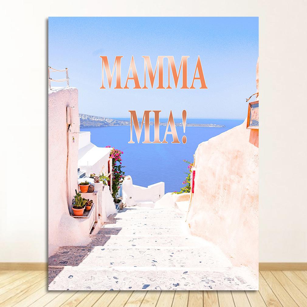 Greek Island Travel Poster Minimalist Wall Art Canvas Painting Summer Greece Prints Mamma Mia College Dorm Decor Santorini