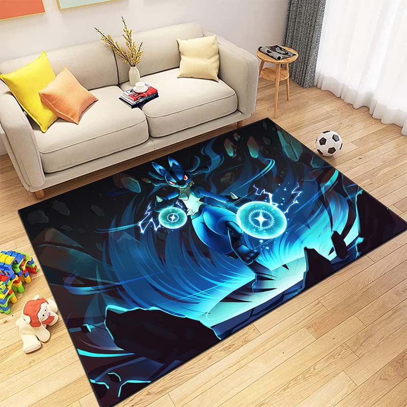 17 Styles P-Pokemon Lucario Theme Cartoon Carpets Rug for Living Room Bedroom Bedside Floor Mat Large Area Home Decor Rug Gifts