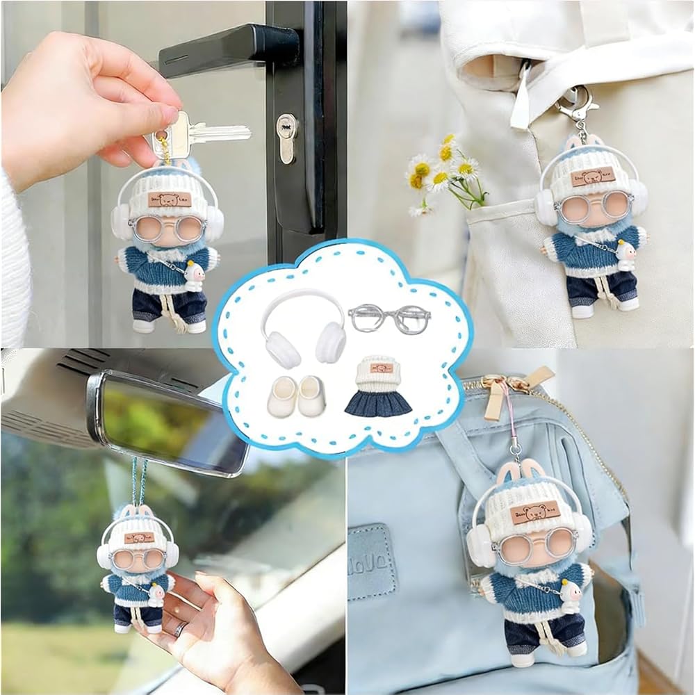 Rivulicrypta Lovebu 7-Piece Doll Outfit Set 17cm Dark Blue Fashion Clothes for Dolls