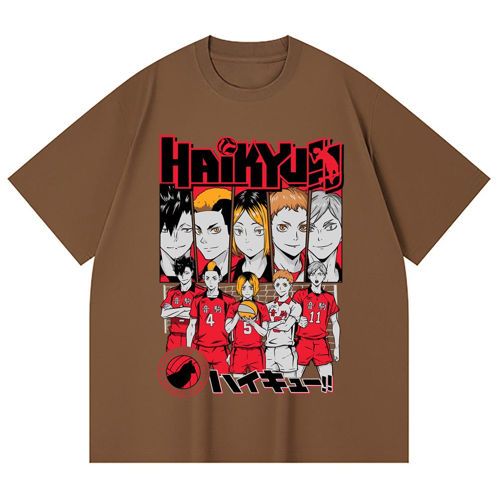 230 g/m² 100% Baumwolle Haikyu V8 Nekoma High Druck Unisex Schweres Baumwoll-T-Shirt