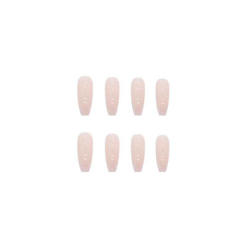24 Pcs Wearing Nail and Nail Patch Finished Long Ballet Nail Pink and Simple Gradual Change of Color Fake Nails 24 Pieces