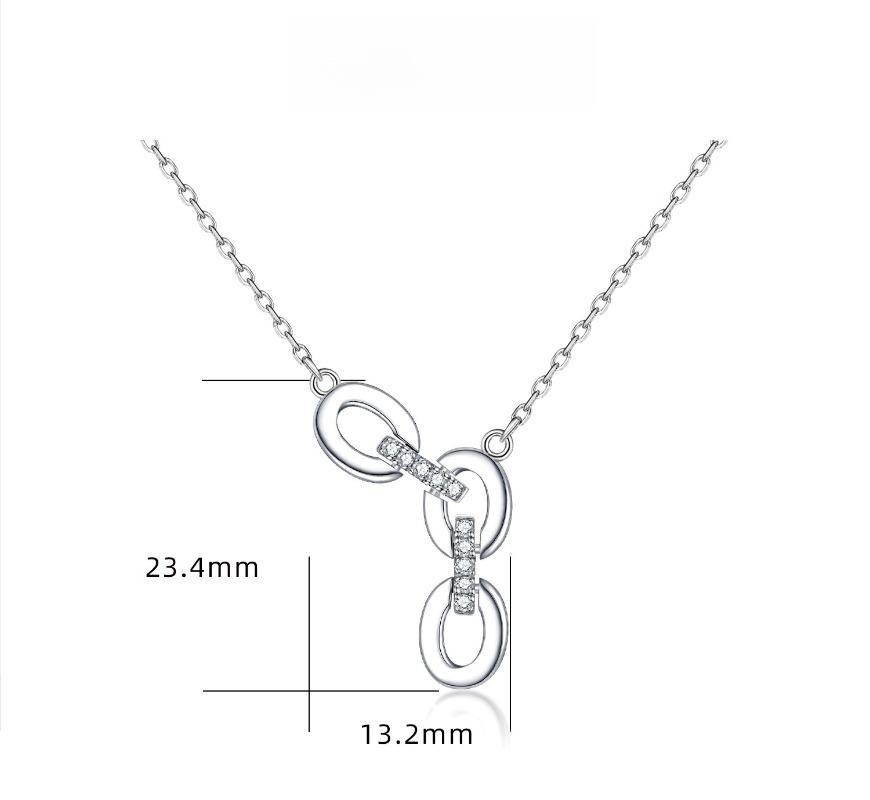 Three-ring Ring Pendant 925 Silver Chain Necklace Female Niche Design Versatile Foreign Trade Personality Sterling Silver Clavicle Chain INS