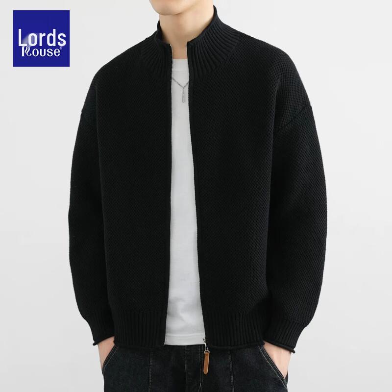 Cardigan lavorato a maglia con zip oversize stile americano da uomo Loz