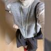 Korean Retro Lace Patchwork Knit Vest for Women - Spring/Autumn Round Neck Sleeveless Sweater