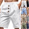 Men's Relaxed-Fit Linen Beach Casual Washed Button-Fly Athletic Shorts