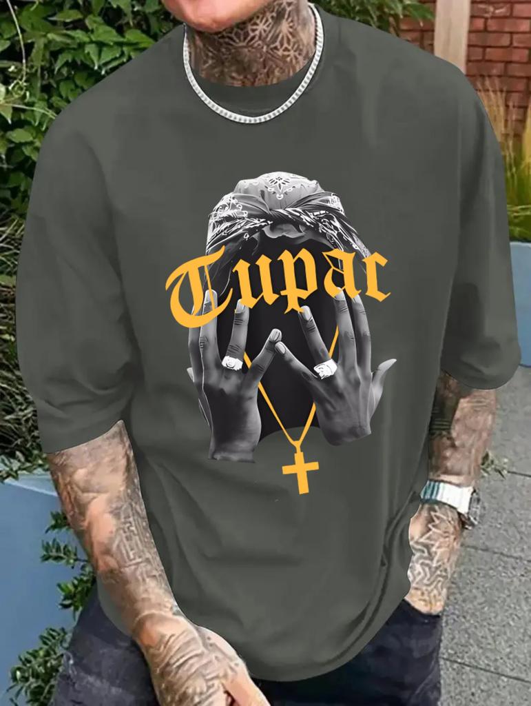 Summer Men's 3D Printed Hip hop Singers Tupac Graphic T-Shirt Round Neck Casual Women's Short Sleeve T-shirt Tee