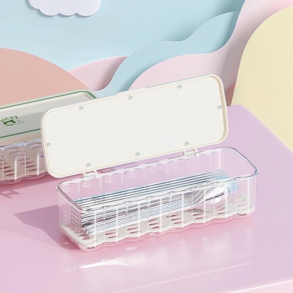 Transparent Chopstick Organizer with Drain Tray Multifunction Dinnerware Holder Plastic Chopstick Box For Utensils Drawer Spoons