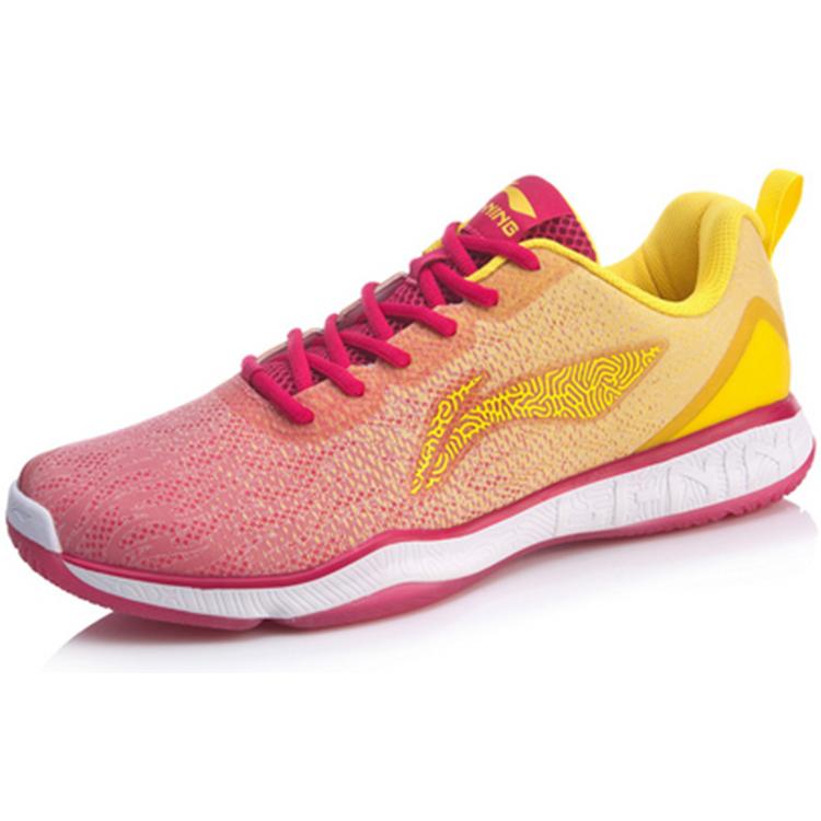Li Ning Slip Resistant, Abrasion Resistant, Breathable, Lightweight Low top Badminton Shoes Unisex Rose Red AYTP019-2