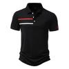 Men's Classic Polo Shirt 2-Bar Summer Short Sleeve Top Polo Euro Size