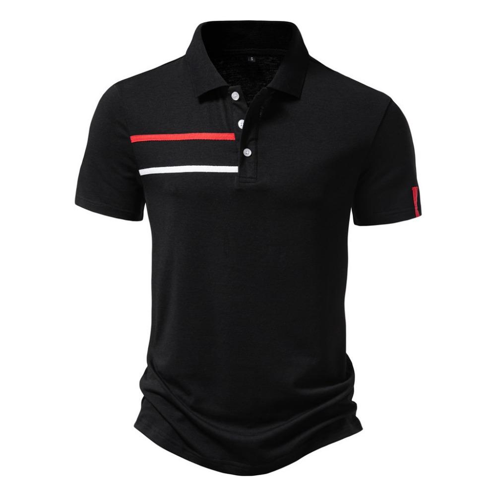 Men's Classic Polo Shirt 2-Bar Summer Short Sleeve Top Polo Euro Size