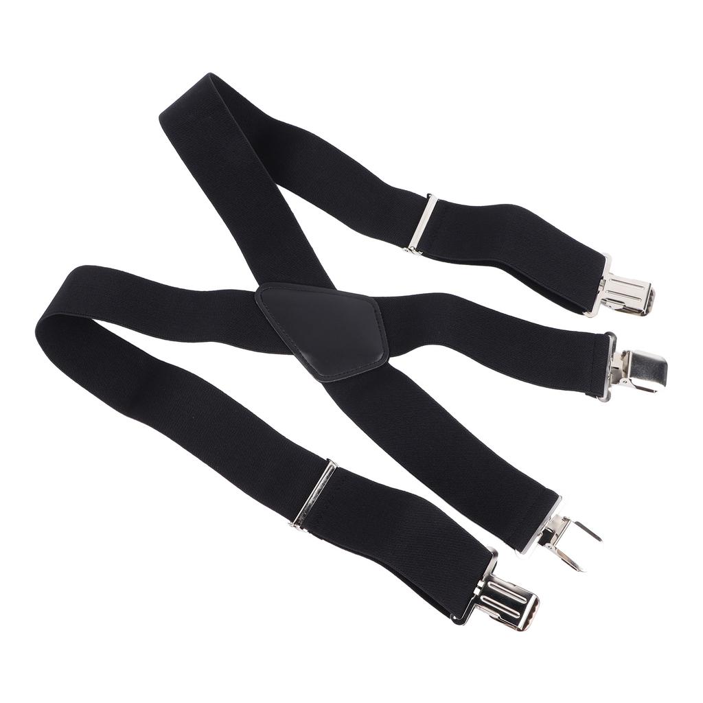 Men Suspenders 2in Wide Simple Black Strong Metal Fashionable Men Dress Suspenders for Business Wedding Party