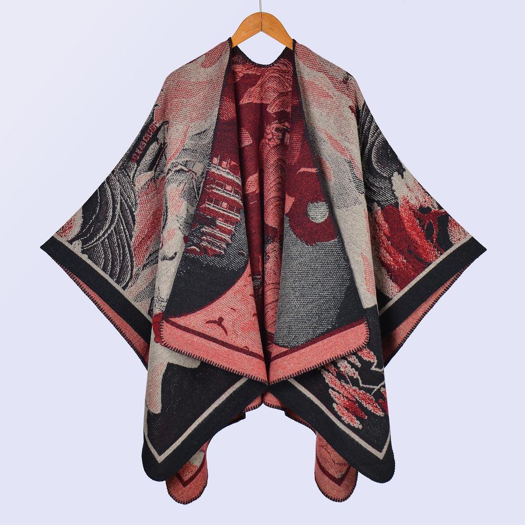 Yunnan Ethnic-Style Large Shawl Cape - Imitation Cashmere Scarf Cloak