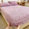 3D Embossed Velvet Bed Cover Thick Warm Plush Fitted Bed Sheet Non-Slip Elastic Mattress Cover Breathable, noiseless mattress cover,