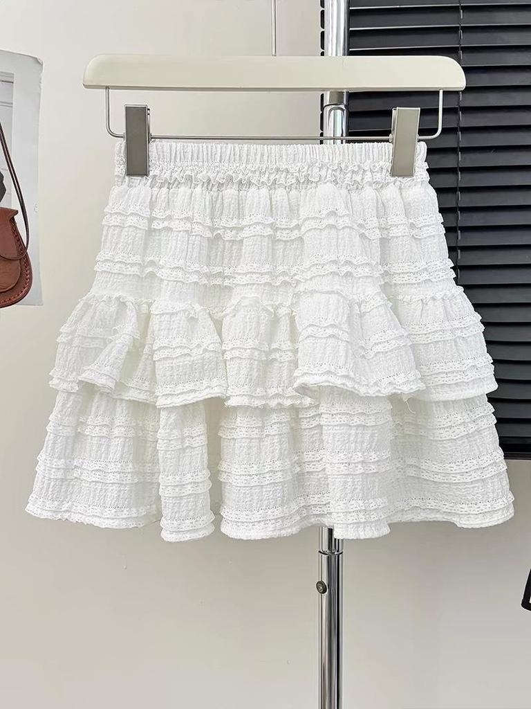 Spring Sweet Ballet Lace Puff Skirt