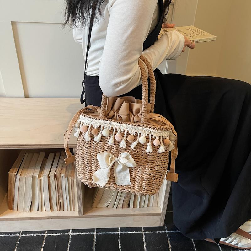 

Straw Beach Tote Bag Large Capacity Summer Travel Beach Handbag Lightweight Top Handle Purse for Women Summer Vacation Travel хакі