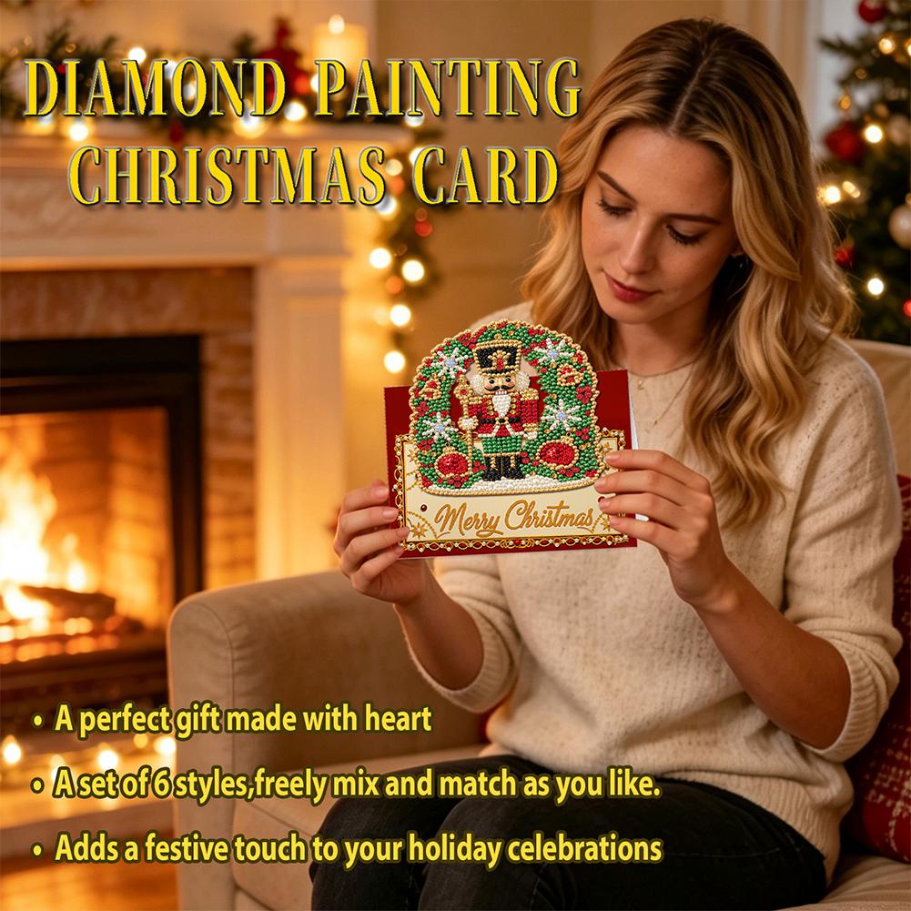 DIY Diamond-Painted Paper Christmas/Angel/Castle Pattern Greeting Cards and Postcards, Christmas Gifts
