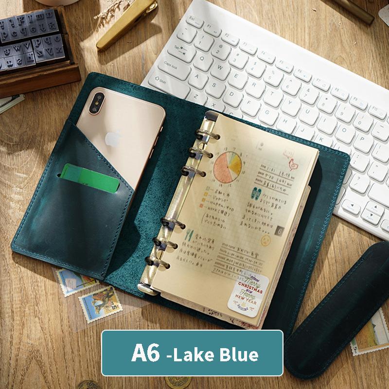 Leder Notizbuch Planer Multifunktional Handgefertigt Retro Metallspirale Tagebuch Seil Reisebuch Schule Büro A5 A6 A7