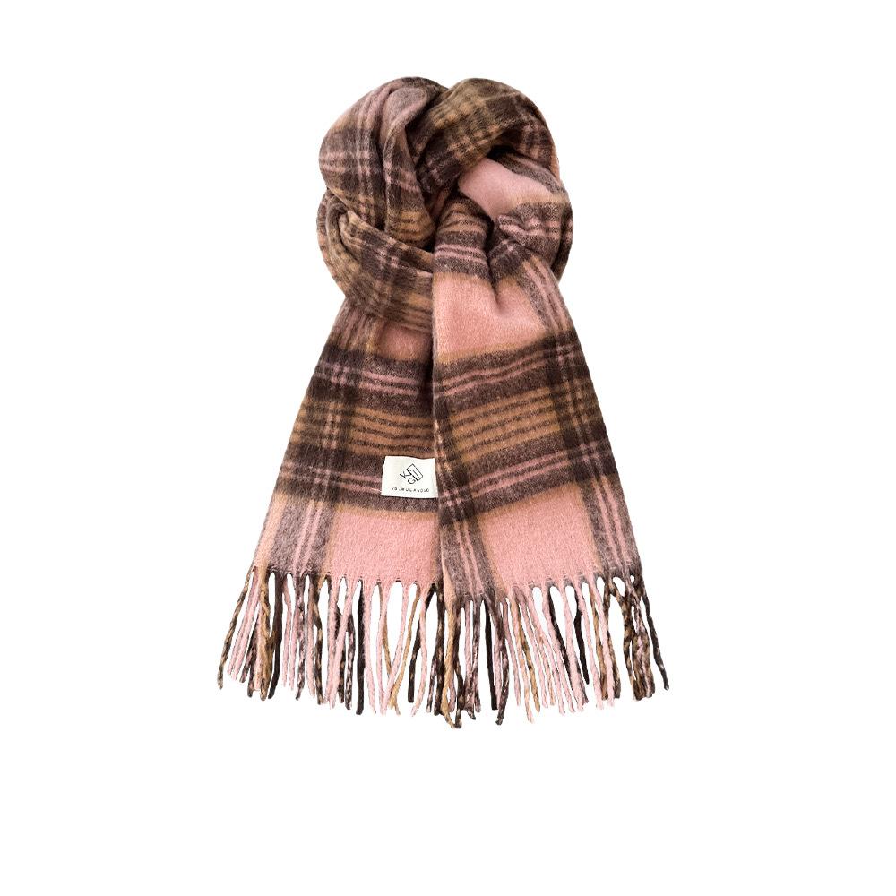 Maillard Plaid Thermal Scarf Women's Autumn and Winter Korean Version of Senior Students Thickened Cold-proof Coffee Scarf Shawl