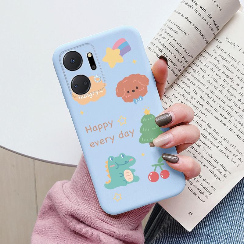 Case For Honor X7a 6.75 inch Cute Heart Flower Back Cover Soft Silicone Matte Protective Funda For Honor X7b X7c X7d X8b X8c TPU
