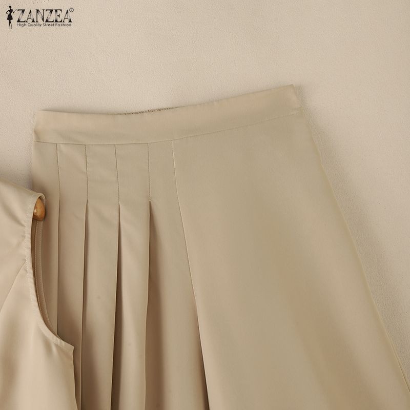 ZANZEA Top Gilet Senza Maniche da Donna e Pantaloni a Gamba Larga Set Casual Due Pezzi