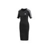 Originals 3 Stripes Dress With Logo Print Sports Slim Fit Breathable Round Neck Short Sleeve Dress Women Dresses Black CY4748