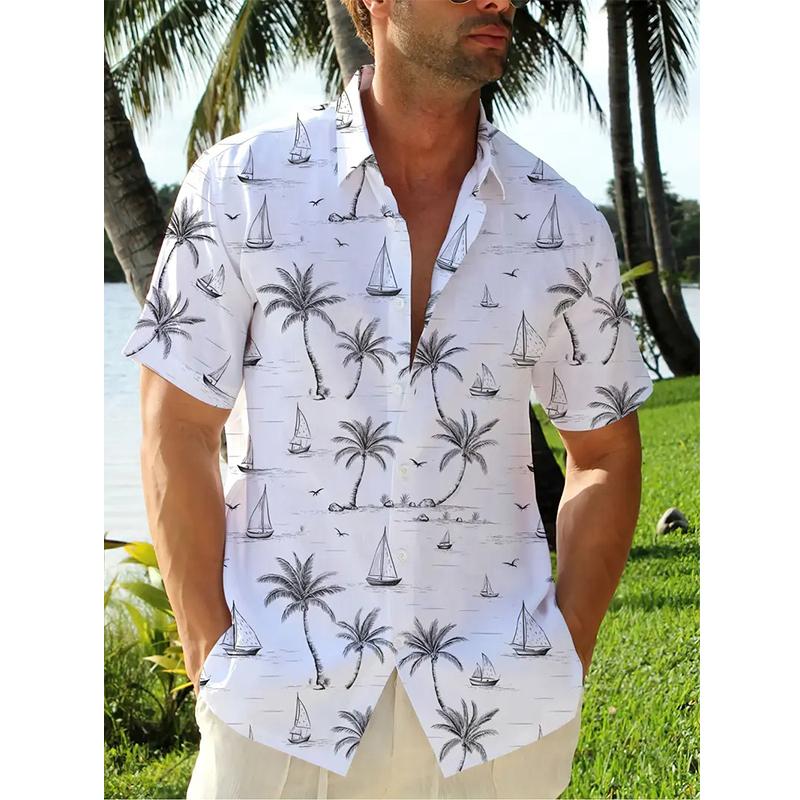 Travel Men Hawaiian Shirt 3d Plant Shirt For Men Palm Tree Print Hawaiian Shirts 2025 Summer Beach Flower Shirt