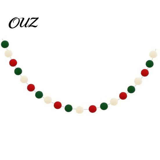 Christmas Tree Embellishment 78.8 Inch Pom Garland, Red Green White 20/30 Pompom Xmas Party Wall Decor Balls Garland Ornaments for Tree, Fireplace,