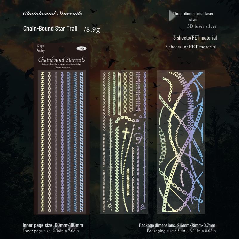 Сахарное Стихотворение Серебряный 3D Лазерный ПЭТ Набор Стикер: 4 стиля, 3 листа в упаковке для коллажа в журнале