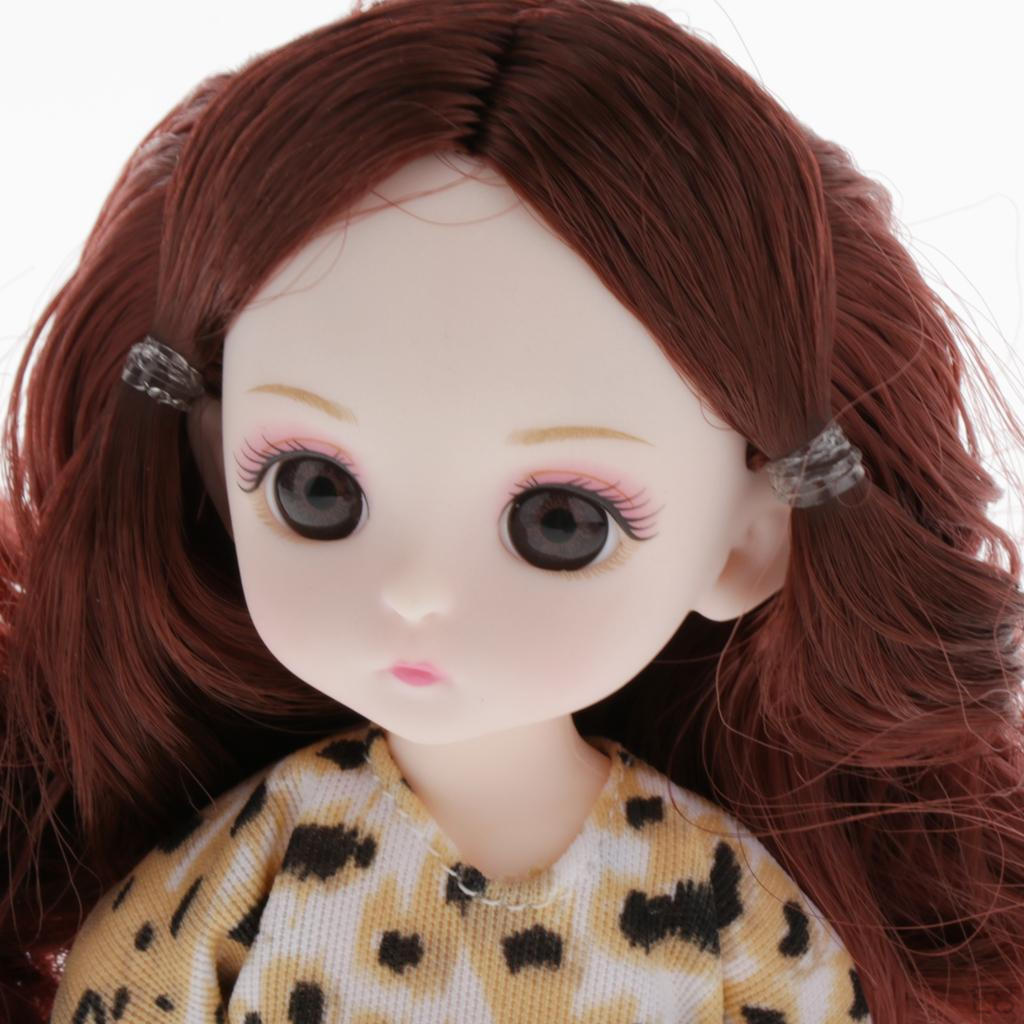 16CM Doll Toy Fashion with Long Hair White Skin Dolls Dress Up Outfits