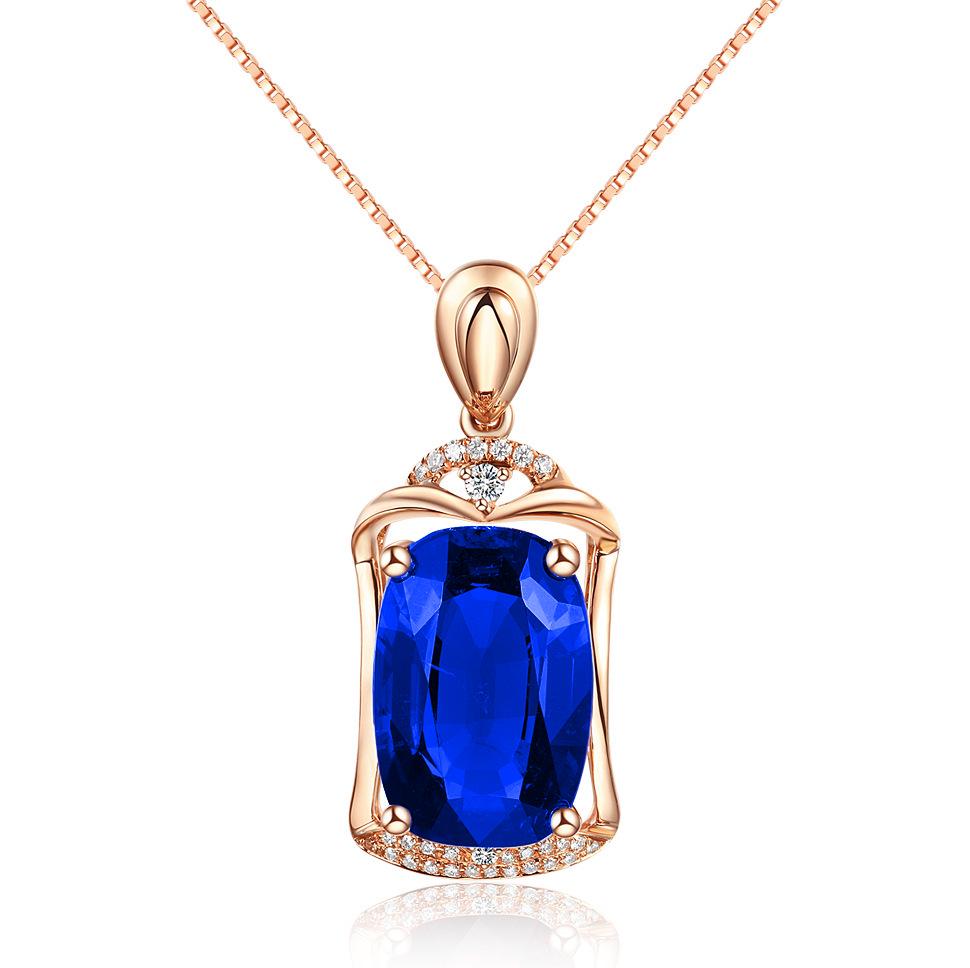18K Rose Gold Plated Tourmaline Pendant Simulation Synthetic Tourmaline Ruby Ruby Colored Treasure Pendant Necklace