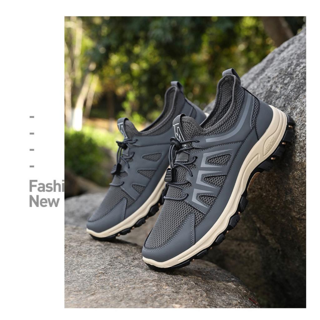 Men's Shoes, Sports Shoes, Summer New Breathable Running Shoes, Soft Soled Comfortable Thick Soled Shoes, Outdoor Wear-resistant Hiking Shoes