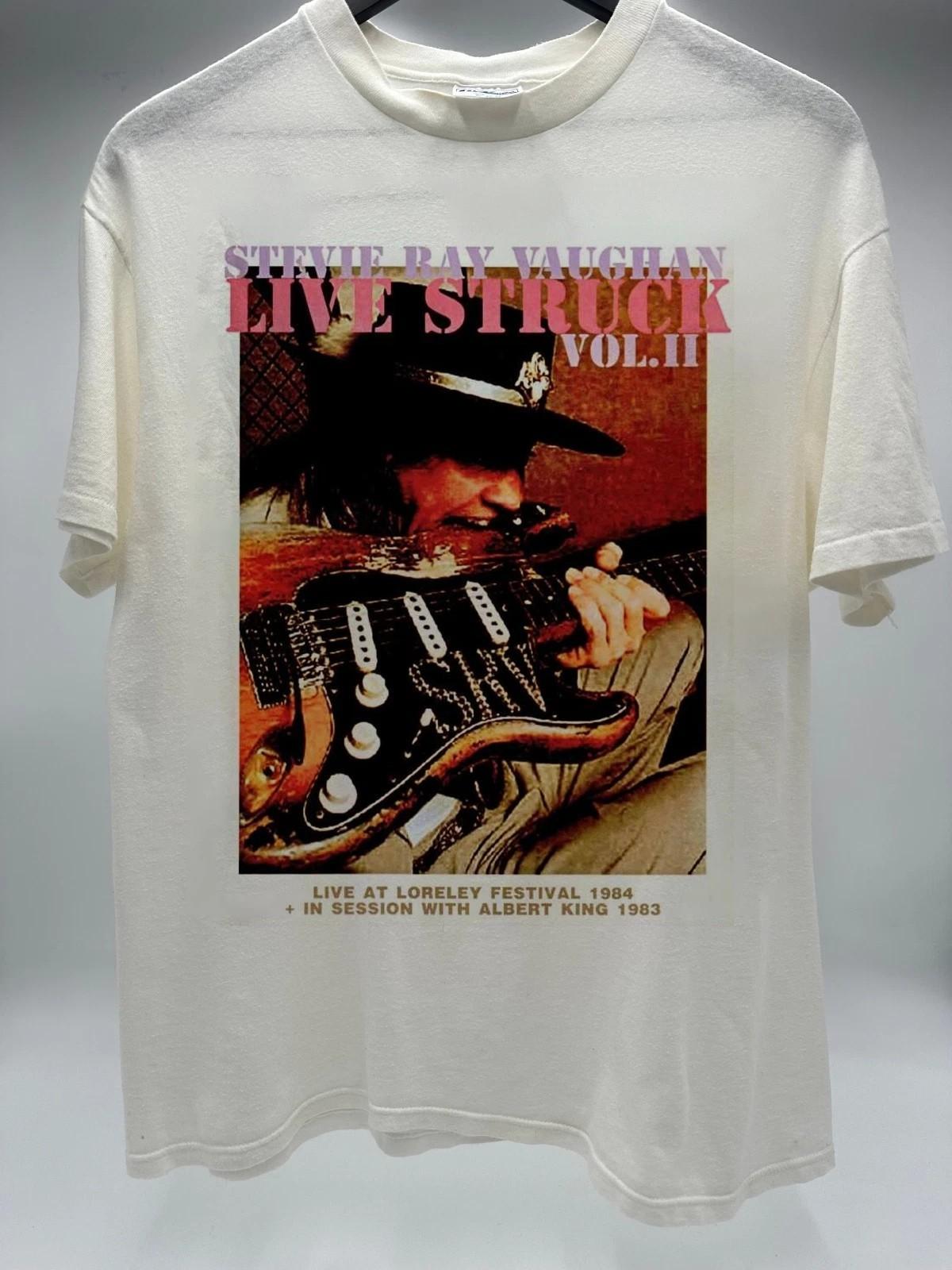 Stevie Ray Vaughan Live 1984 Tour White Short Sleeve Unisex Shirt S-5XL WA1667 S