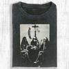 Vintage Washed Nun Shirt, Dark Religious Aesthetic Tee Black White Vintage Scene Art Summer Men's and Women's Washed T-shirt Top