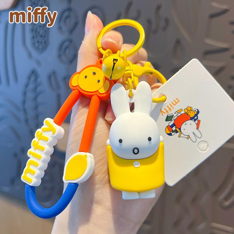 New Kawaii Miffy Rabbit Keychain Cartoon Couple Backpack Pendant Car Key Accessories Creative Festival Gifts