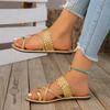 Fashion Women Slippers Fashion Gold Clip Toe Sandals Women Summer Flat Heels Beach Flip Flops Woman  Lightweight Slippers Slides Women