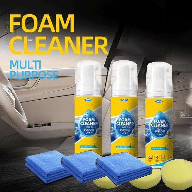 Autoschuimreiniger 60/100 ml Citroengeur Multifunctioneel met Microvezeldoekjes Draagbaar voor Reiniging tijdens Wegreizen