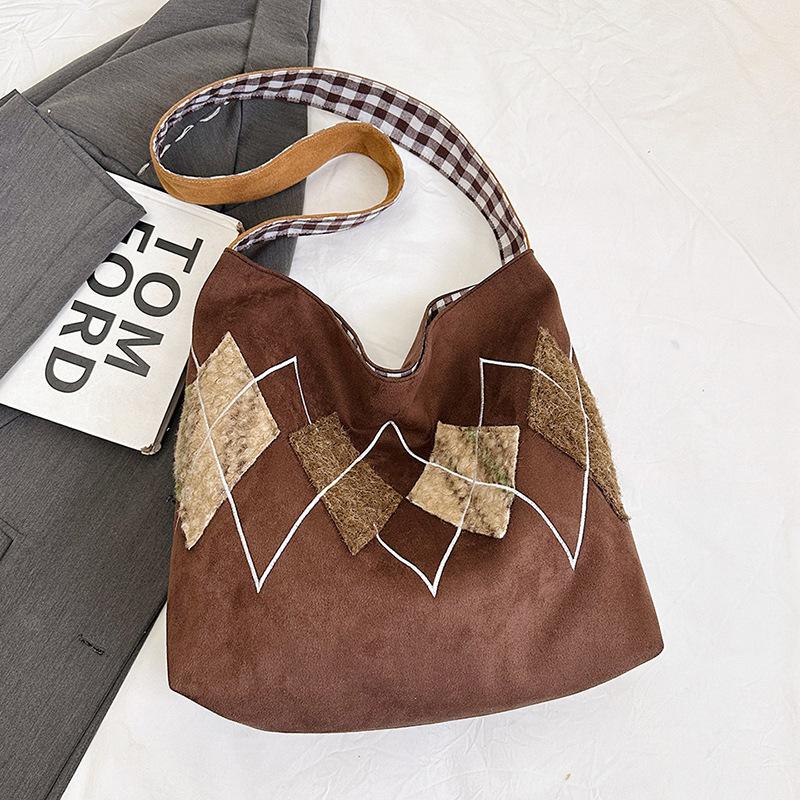 

Винтажная сумка-тоут с простым текстурным дизайном, большой вместимости, 2025, новая зимняя модель