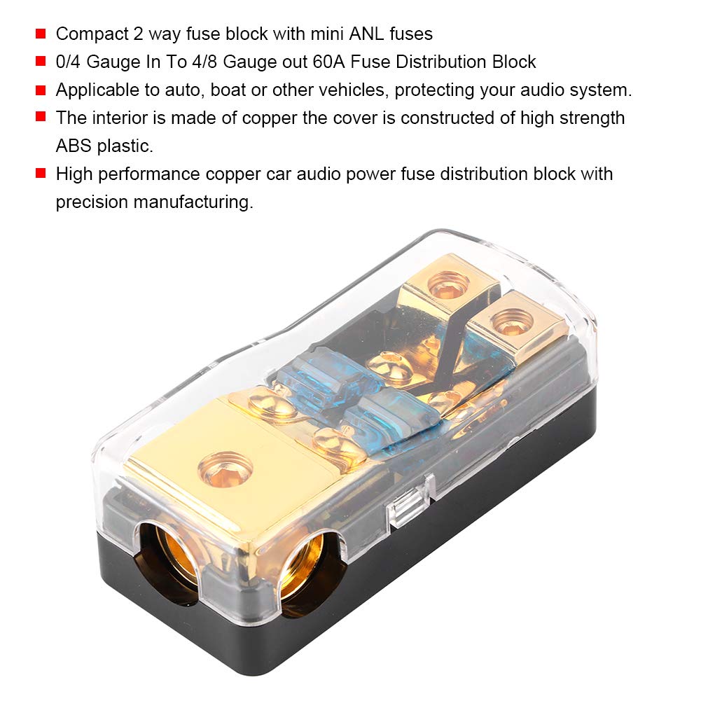 Ongwan Fuse Holder 0/4 Gauge IN 4/8 Gauge OUT 60A