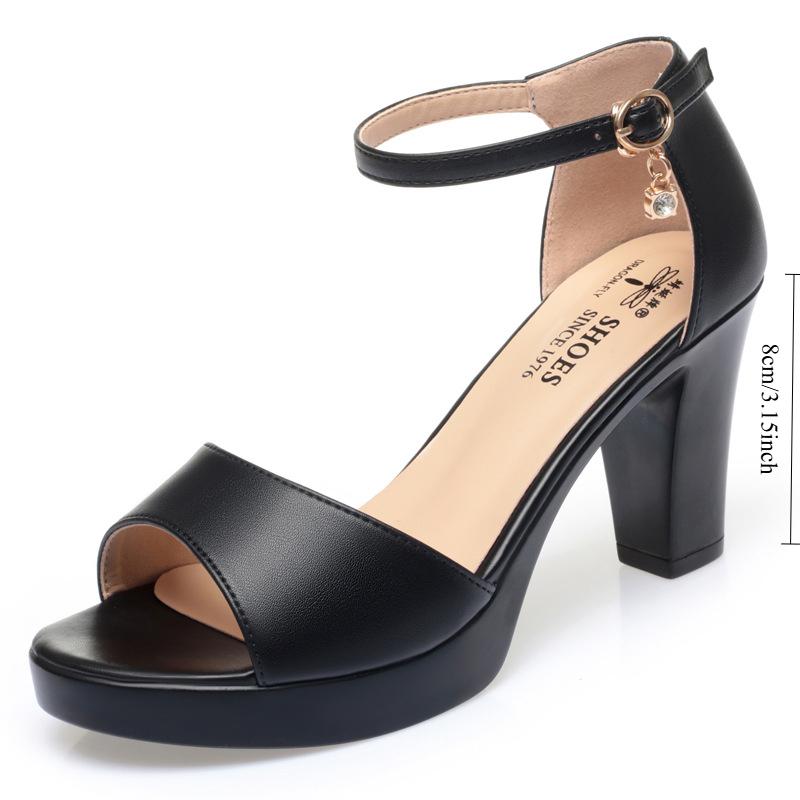 

Женские босоножки нового стиля, универсальные, для жаркого лета, с пряжкой в форме рыбьего рта, водонепроницаемые, на платформе, на высоком каблуке 39 чёрный