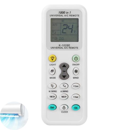 Air Conditioner Remote Control Universal Replacement Built-in Clock Timer Large LCD Screen Long-range