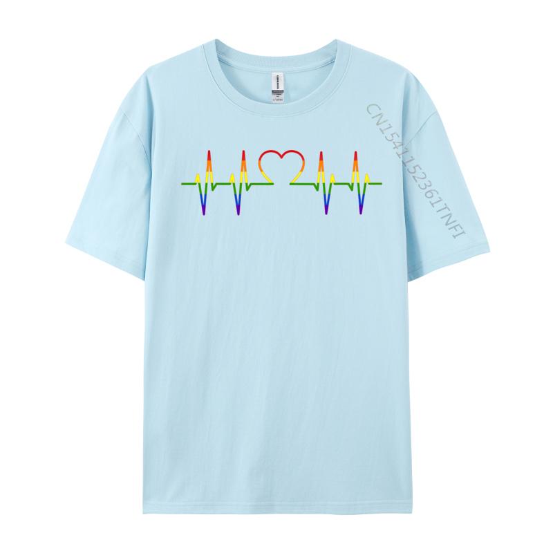 Csd Gay Pride Love Wins Queer Regenbogen Herzschlag Lgbt Männer 2024 T-Shirts T-Shirts Croissant Herzschlag Ekg Herzfrequenz Tops Shirts