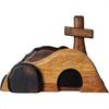 Easter Empty Tomb Scene with Cross Decor Statue Wooden Nativity Set Jesus Decorations Catholic He is Risen for Home 4PCS Empty