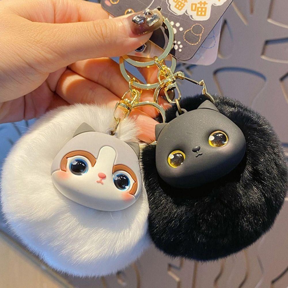 Long Mane Cat Plush Pendant Stuffed Cute Animal Keychain Kawaii Plush Cat Keychain Children
