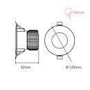 Spot ALEXA SMD LED rond noir 12W 7000K