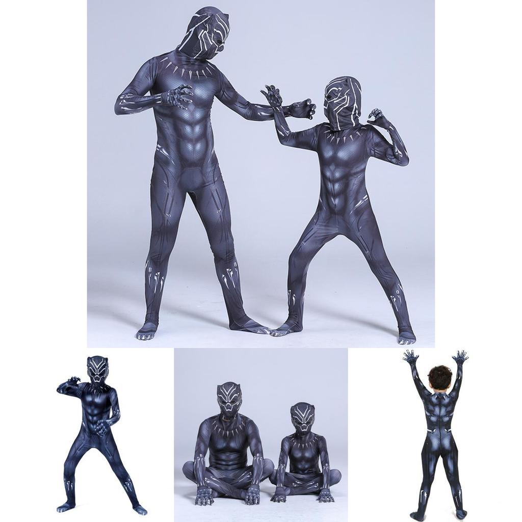 Premium Quality Black Panther Superhero Cosplay Jumpsuit For Adults And Kids