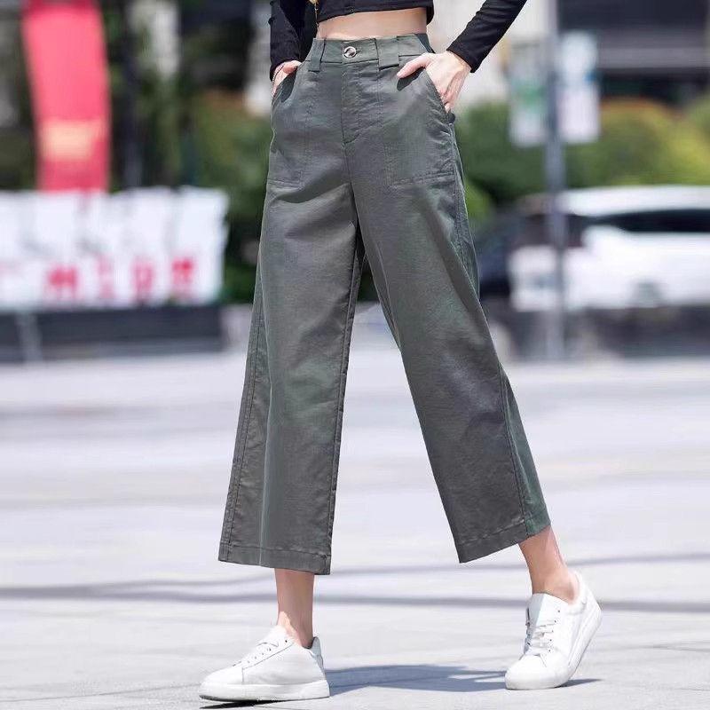 Clearance Sale Women's Summer Thin Pants 2026 Petite Cropped Pants High-Waisted Straight Wide-Leg Pants Women's Casual Pants